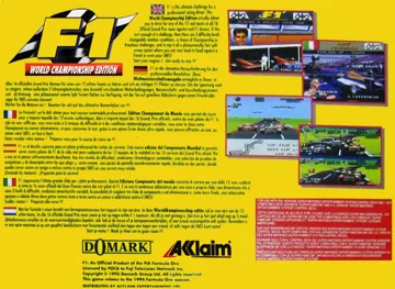 F1 World Championship Edition (Europe) box cover back